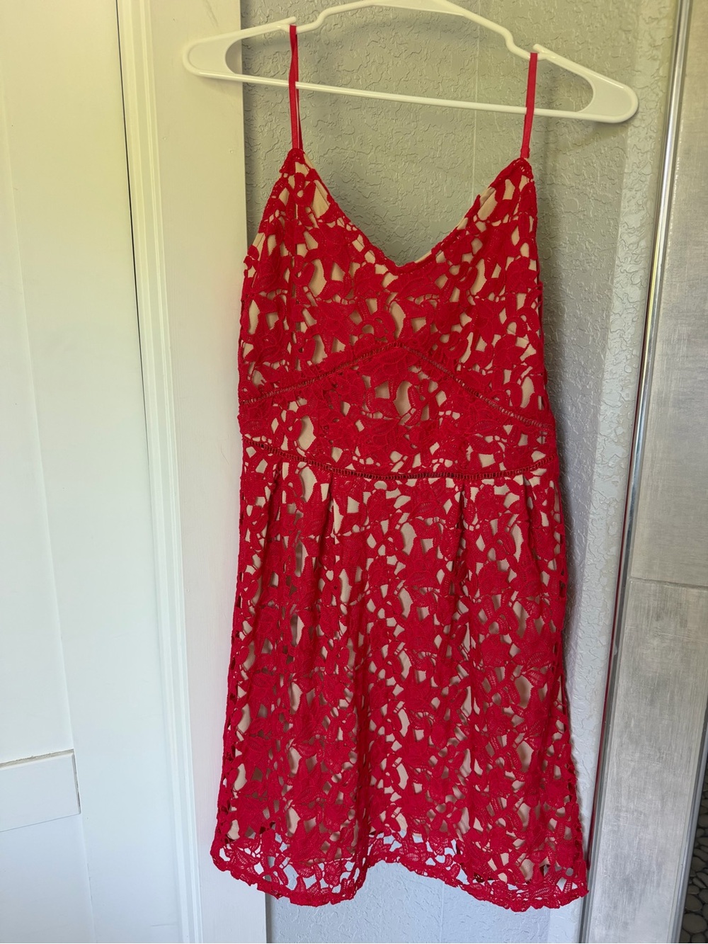 Red Lace Spaghetti Strap Dress
